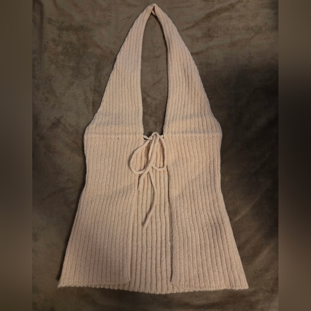 Beige Knit Halter Top - Size Small - Unworn